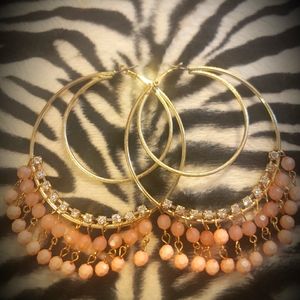 Gold hoops with beaded detailing